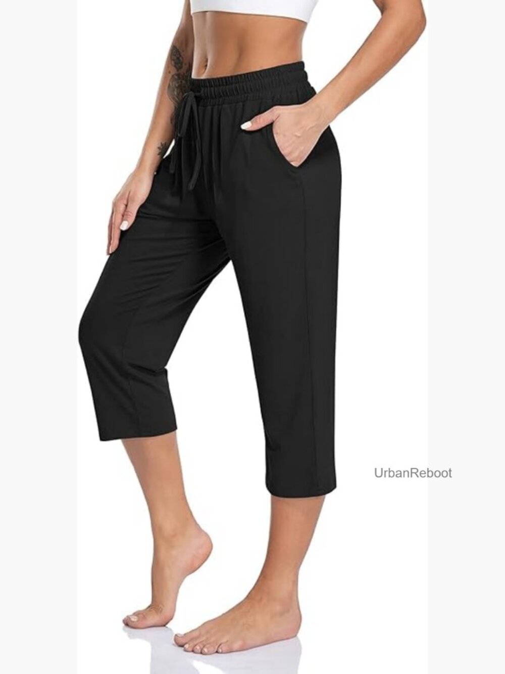 Women's Capri Yoga Pants Loose Soft Drawstring Workout Sweatpants with Pockets